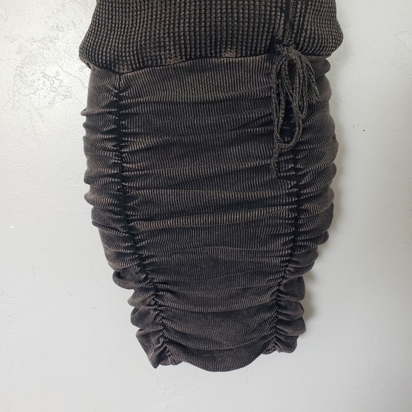 Free People One NWT Women's XS Katya Washed Black Bodycon Dress Waffle Knit - Picture 3 of 9